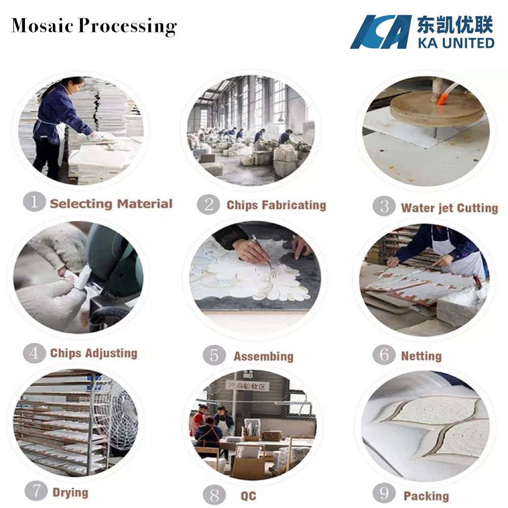 White Marble Mosaic Processing Steps White Marble Mosaic Processing Steps