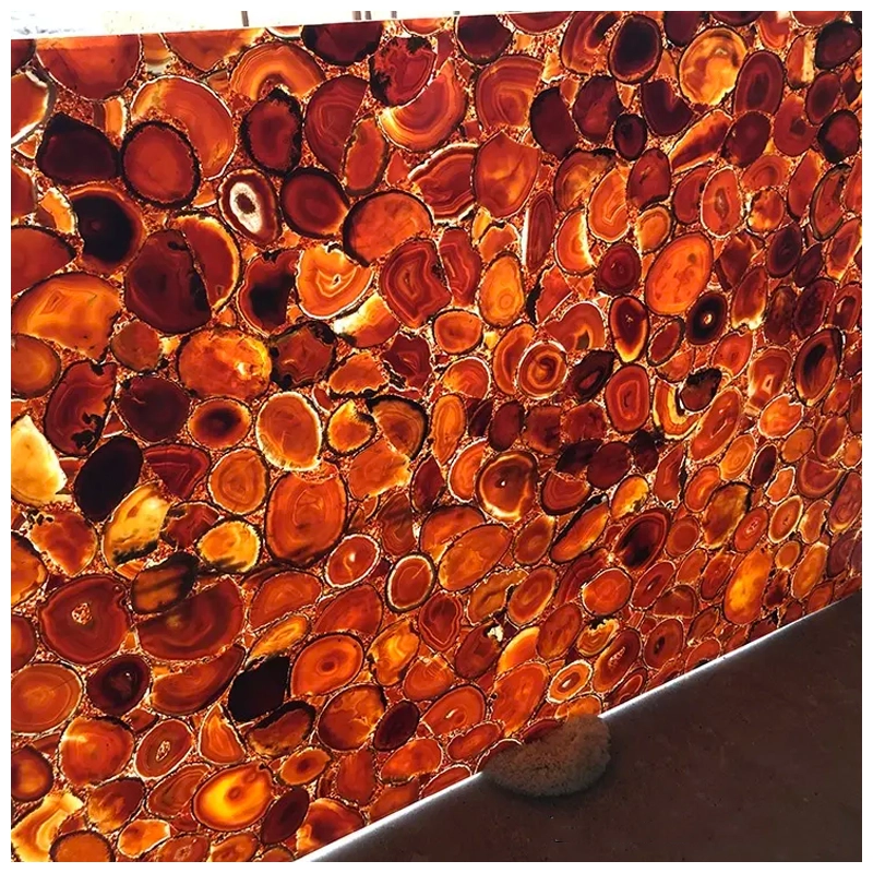 Red Agate Stone Backlit Slab