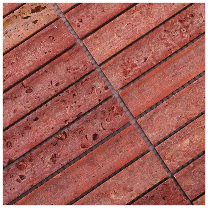 Red Travertine 3D Curved Concave Mosaic Tile Red Travertine 3D Curved Concave Mosaic Tile