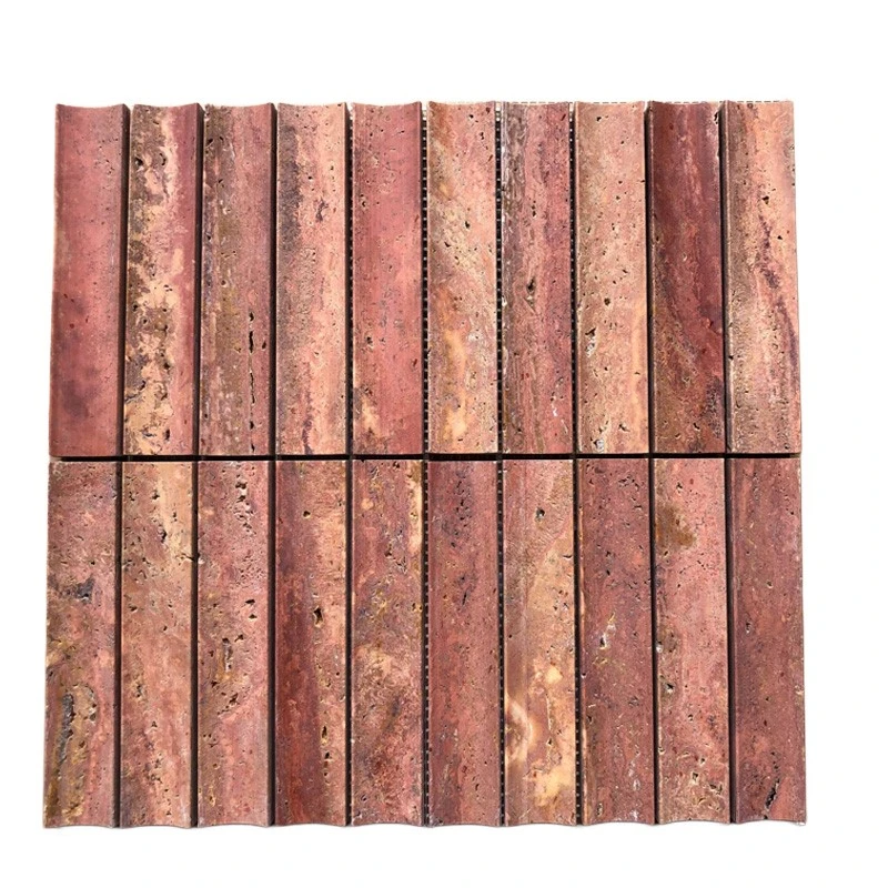 Red Travertine Concave Mosaic Tiles Red Travertine Concave Mosaic Tiles